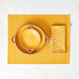 Sintra Recycled Cotton Spotted Napkin And Placemat Set - Ochre - Dexam