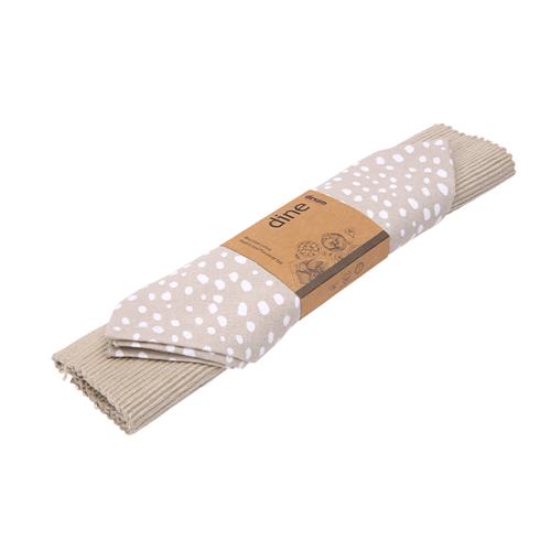 Sintra Recycled Cotton Spotted Napkin And Placemat Set - Stone - Dexam