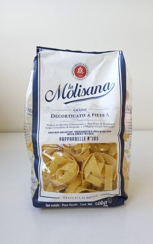 Authentic La Molisana Pappardelle pasta, 500g, made from durum wheat for rich flavor and perfect texture. Ideal for hearty sauces.