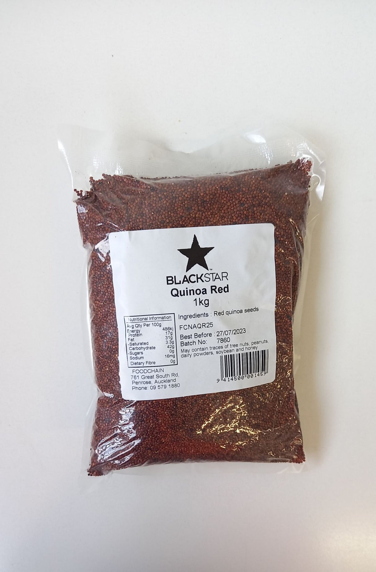 Red quinoa 1kg packet showcasing premium quality, gluten-free superfood rich in protein, fiber, and antioxidants.