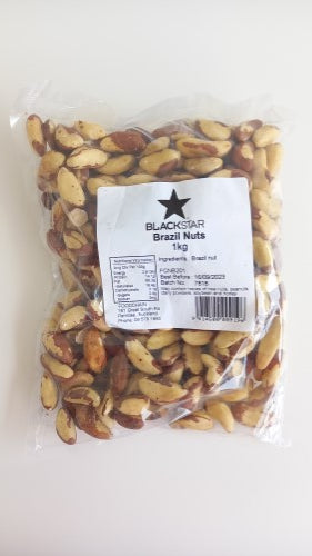 A 1kg packet of premium Brazil Nuts, rich in selenium and magnesium, perfect for snacking or adding to meals.