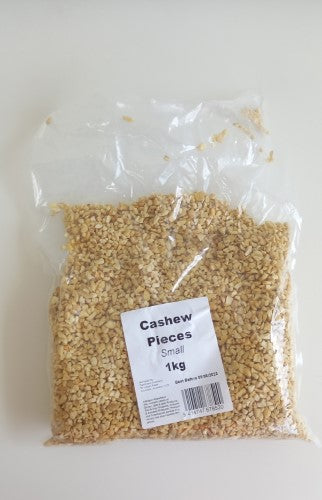 Bag of 1kg Cashew Pieces, smaller bite-sized nuts ideal for snacking, baking, and adding crunch to dishes.