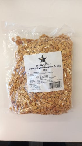 Peanuts Blanched Dry Roasted Splits 1kg  - Packet