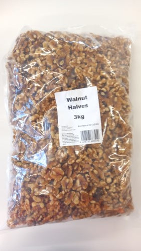 Premium 3kg bag of walnut halves, ideal for baking, snacking, and salads, rich in omega-3s and antioxidants.