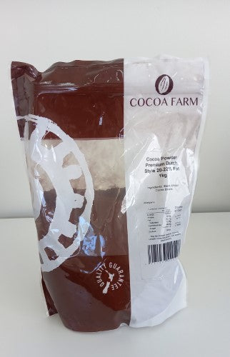 Premium Dutch cocoa powder packet (1kg) for baking, with rich flavor and velvety texture for cakes and hot chocolates.