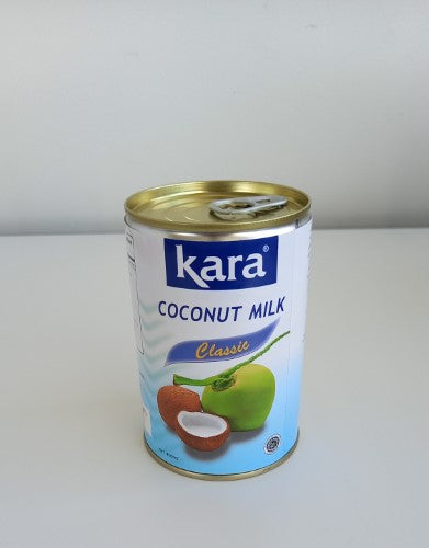 Rich and creamy Coconut Milk Kara 400ml in a tin, ideal for curries, soups, and desserts with a tropical flavor.