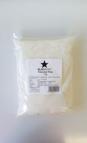 Coconut Desiccated 1kg packet featuring finely shredded, unsweetened coconut ideal for baking and cooking.