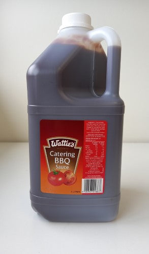 Wattie's 5L BBQ sauce bottle, perfect for marinating, basting, and enhancing flavors at backyard cookouts.