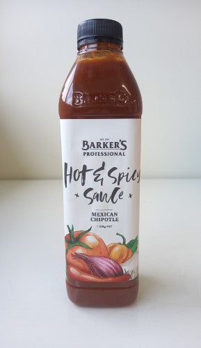 Barkers 1.03kg Mexican Chipotle Hot & Spicy Sauce bottle, perfect for adding authentic heat and flavor to dishes.