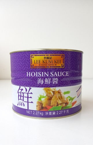 Hoisin sauce in a 2.27kg tin, perfect for stir-fries, marinades, and dipping, made with premium ingredients.