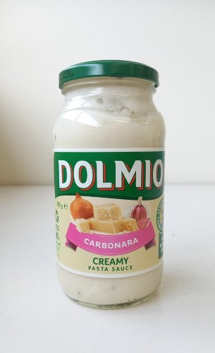 Dolmio Cabonara sauce pasta carton, 6 x 490g, creamy and savory flavor made with authentic Italian ingredients.