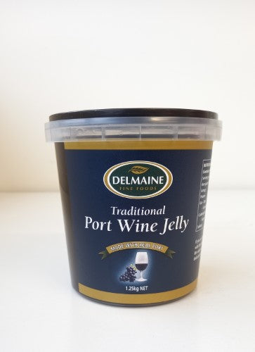 Delmaine Jelly Port Wine 1.25kg jar, rich fruity flavor, perfect for glazing meats and enhancing desserts.