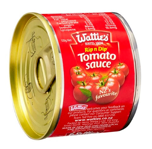 Watties Sauce Tomato Rip N Dip 24-pack, 120gm each, perfect for dipping and enhancing meals with rich tomato flavor.