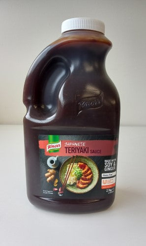 Gluten-free Japanese teriyaki sauce in a 2.1kg bottle, perfect for marinating, stir-frying, and enhancing dishes.