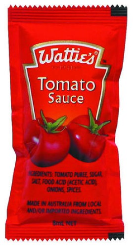 Convenient 8ml sachets of rich tomato sauce in a bulk carton of 300, perfect for restaurants and takeaways.