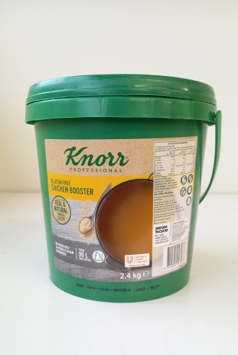 Booster Chicken Knorr 2.4kg GF tub, premium gluten-free chicken stock for enhancing soups, sauces, and stews.