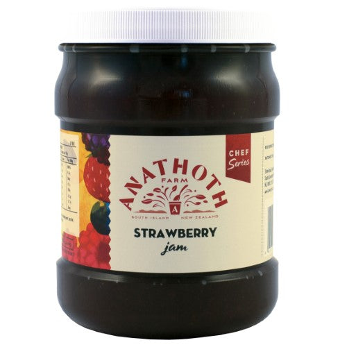 Strawberry Anatoth jam in a 1.25kg jar, perfect for breakfast spreads and desserts with natural sweetness.