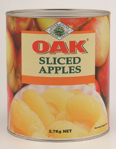 Sliced apples in a 2.7kg tin, ideal for baking, snacking, and cooking with rich, sweet flavor and natural crispness.