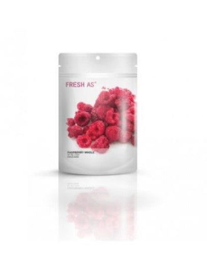 Whole freeze-dried raspberries in a 180-gram packet, perfect for snacking, baking, or adding to trail mixes.