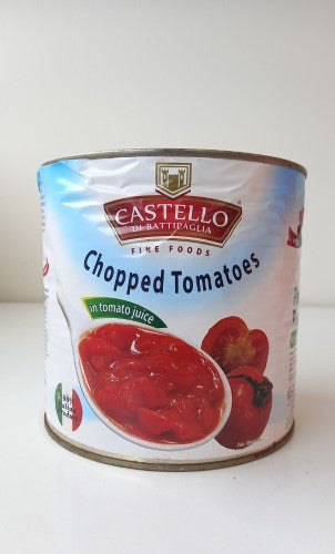 Chopped tomatoes in a 2.55kg tin, perfect for cooking with rich flavor and nutritional benefits.