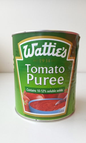 Tomato Puree Watties A/10 in a 410g tin, perfect for enhancing sauces, soups, and stews with rich tomato flavor.