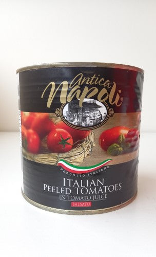 Whole peeled tomatoes in a 2.55kg tin, perfect for sauces, stews, and salsas, offering rich flavor and vibrant color.