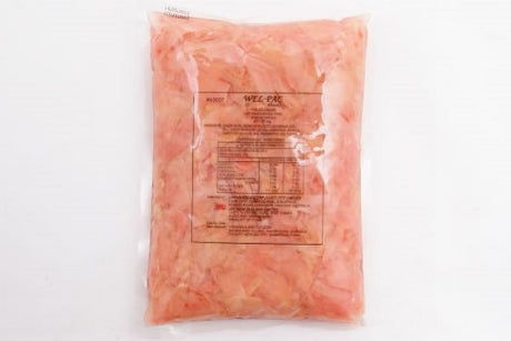 Vibrant Ginger Pickled Pink 1.5kg packet, perfect for enhancing dishes with zesty flavor and fresh ginger goodness.