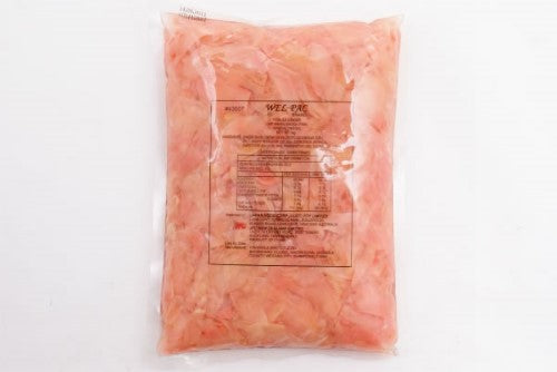 Vibrant Ginger Pickled Pink 1.5kg packet, perfect for enhancing dishes with zesty flavor and fresh ginger goodness.