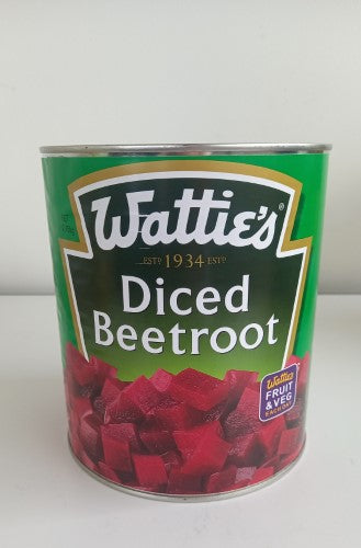 Diced beetroot in a tin, perfect for salads and soups, offering vibrant color and natural goodness.