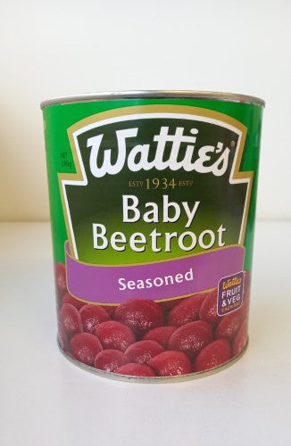 Nutrient-rich preserved baby whole beetroot in a tin, perfect for salads, sides, and snacks.