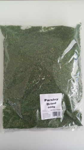 Premium 500gm packet of dried parsley, vibrant flavor, ideal for soups, sauces, and fresh culinary creations.