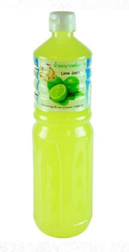 Refreshing 1-liter bottle of Thai lime juice, ideal for cocktails, marinades, and dressings, rich in flavor and Vitamin C.