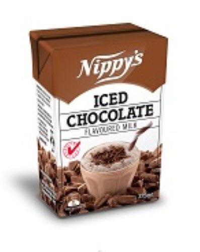 Nippy's Chocolate Milk 375ml X24 carton, rich in flavor, perfect for a delicious on-the-go treat for all ages.