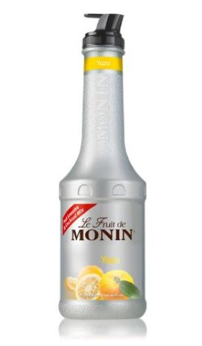 Monin Yuzu Fruit Puree 1l bottle, featuring vibrant citrus flavor for cocktails, desserts, and culinary creations.