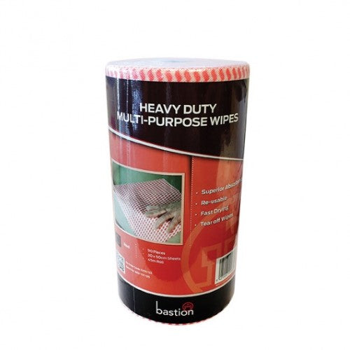 Cloth Heavy Duty Wipes Red 300mmx500mm/ 90 Wavy Wipes - Each
