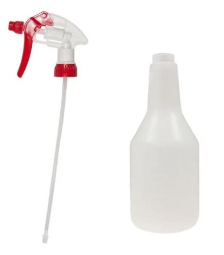 500ml spray bottle with a red trigger, designed for precise spraying in cleaning, gardening, and DIY tasks.