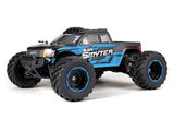 Blue 1/12 RTR EP Smyter 4WD electric monster truck with robust features for off-road racing and adjustable speed control.