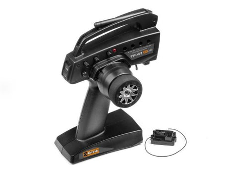 HPI TF-41 & RF-41 Radio Control System with ergonomic design for precision in R/C car racing and drone piloting.