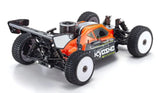 Red GP RS Inferno MP10 1/8 scale RC buggy showcasing its advanced engine, robust 4WD system, and aerodynamic body for optimal performance.