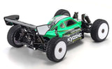 Kyosho EP RS 4WD Inferno MP10e Green racing buggy, featuring 4WD, brushless motor, and superior aerodynamics for high-speed performance.