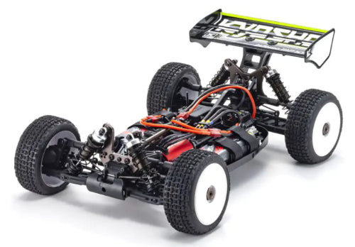 Kyosho EP RS 4WD Inferno MP10e Green buggy with brushless motor, 4WD, and aerodynamic design for high-speed racing.