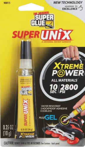 Super Unix Adhesive 3gm tube, extreme power superglue for quick bonding in 10 seconds.