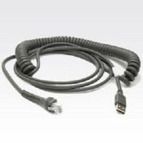 Zebra Coiled Cable - 4.57 m USB Data Transfer Cable with Type A Male connector for efficient, tangle-free connectivity.