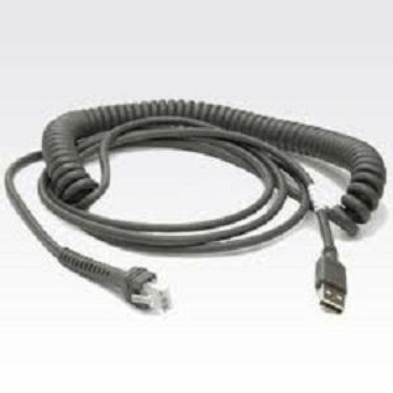 Zebra Coiled Cable - 4.57 m USB Data Transfer Cable - First End: 1 x Type A Mal