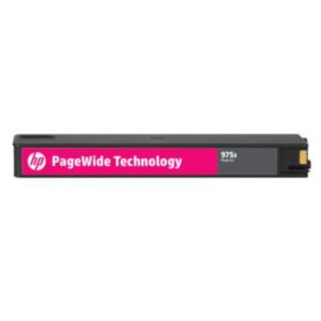 HP 975X Magenta Ink Cartridge, high-capacity for inkjet printers, yields up to 7000 pages with vibrant, reliable prints.