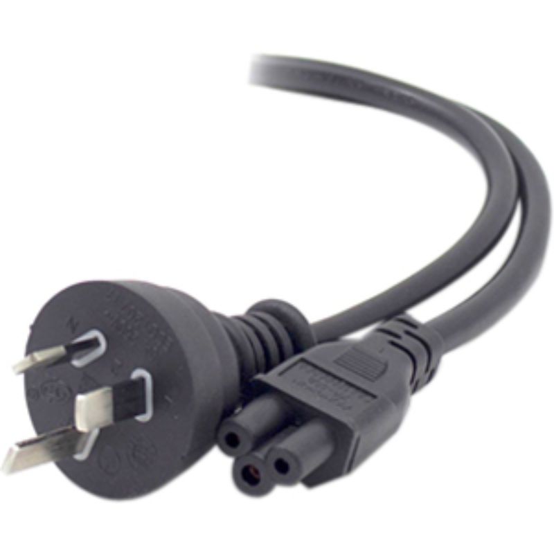 Alogic 1m power cord in black for 230V AC, 10A; ideal for laptops and small appliances with SAA approval and insulated pins.