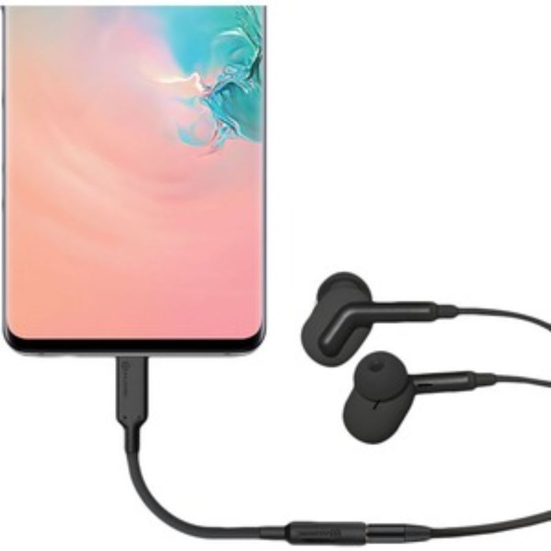 Alogic Elements Pro USB-C to 3.5mm Audio Adapter in black, 10cm long, connects USB-C devices to headphones and speakers for enhanced audio.