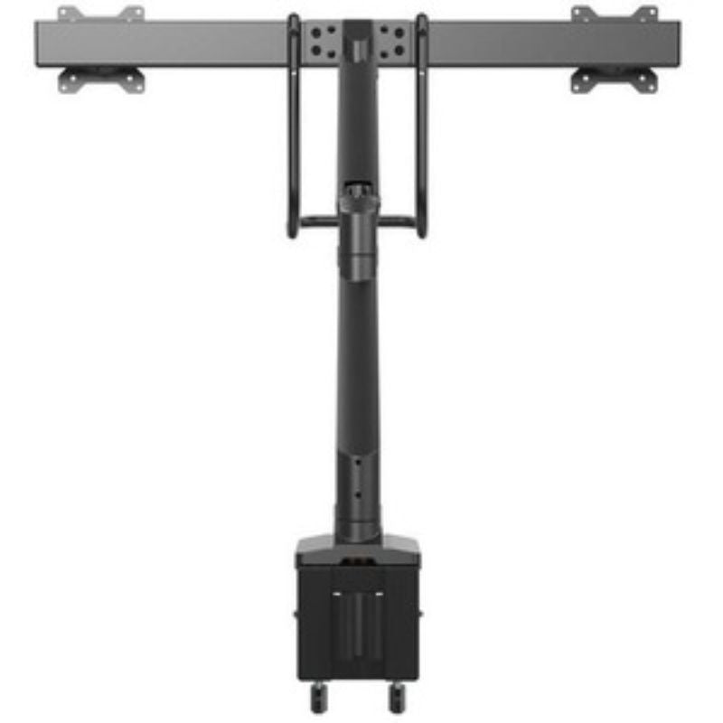 Startech Desk Mount Dual Monitor Arm, supports two monitors up to 32", with USB ports and full motion adjustment features.