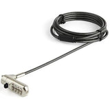 Startech 6ft laptop cable lock with 4-digit combination, vinyl-coated steel for anti-theft protection and Nano slot compatibility.