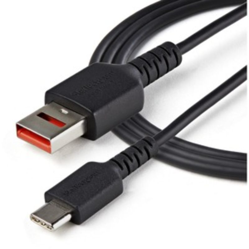 StarTech.com 1m USB-A to USB-C cable for secure charging without data transfer, perfect for public charging stations.